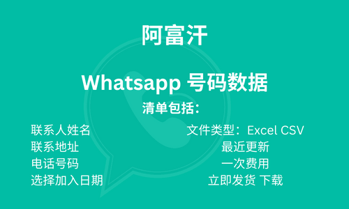 阿富汗 Whatsapp 号码数据